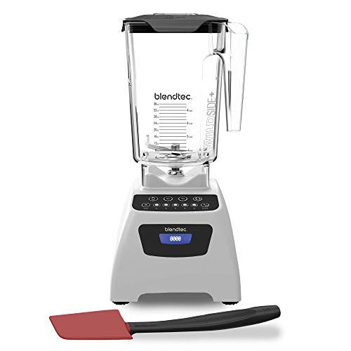 Blendtec Classic 575 Blender wtih WildSide+ Jar (96 oz) and Spoonula Spatula Bundle, Professional-Grade Power, Self-Cleaning, 4 Pre-Programmed Cycles, 5-Speeds, White