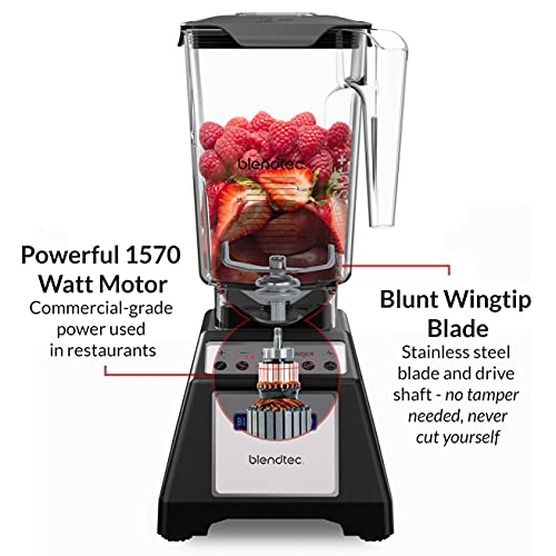 Blendtec Total Classic Original Blender - WildSide+ Jar (90 oz) and Blendtec GO™ Travel Bottle (34 oz) BUNDLE - Professional-Grade Power - 6 Pre-programmed Cycles - 10-speeds - Black