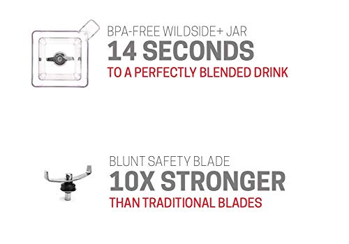 Blendtec 75 oz FourSide Commercial Jar - Four-Sided Replacement Blender Jar - Compatible with Most Blendtec Blenders - 32 oz Blending Capacity - Clear