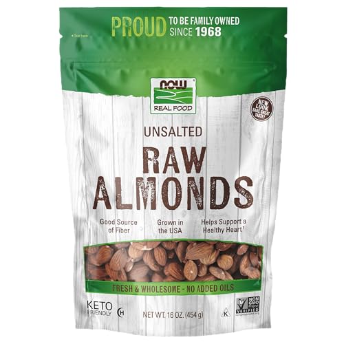 NOW Foods Raw Unsalted Almonds, USA Grown 16oz