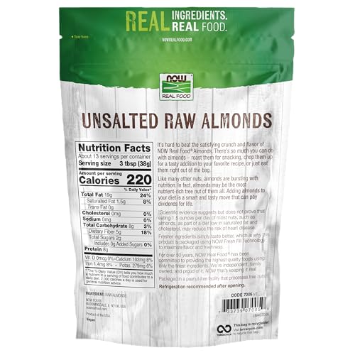 NOW Foods Raw Unsalted Almonds, USA Grown 16oz