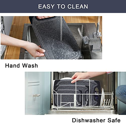 Cutting Boards for Kitchen, Large-Small Cutting Board Set of 3, Dishwasher Safe, Juice Groove, Easy Grip Handle, Non-Slip Rubber Cutting Board