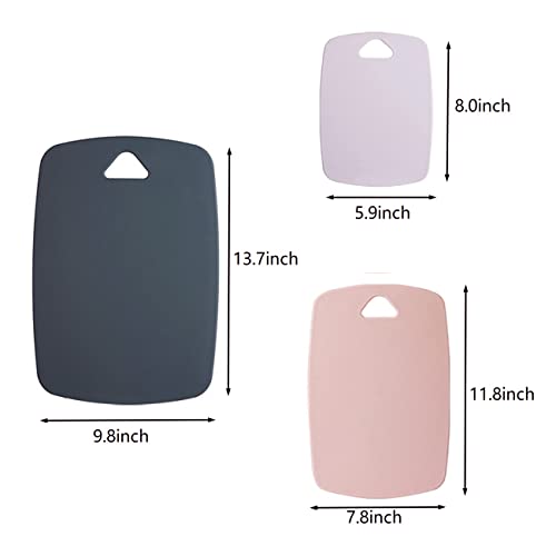 Cutting Boards for Kitchen,Plastic Cutting Board Set of 3, Thick Chopping Boards for Meat, Veggies, Fruits, with Easy Grip Handle,Dishwasher Safe (Pink, 3Pcs)