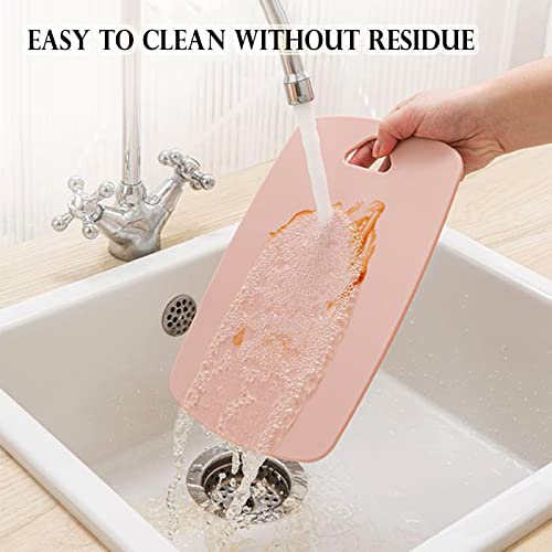 Cutting Boards for Kitchen,Plastic Cutting Board Set of 3, Thick Chopping Boards for Meat, Veggies, Fruits, with Easy Grip Handle,Dishwasher Safe (Pink, 3Pcs)