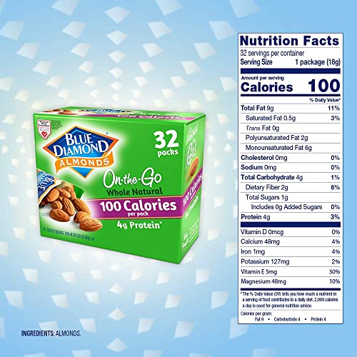 Whole Natural Raw Almonds in 100 Calorie Travel Bags