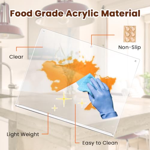 Gracenal Acrylic Cutting Board with Counter Lip, Clear Cutting Boards for Kitchen Counter Non Slip, 17.5x13.5 Inch Large Cutting Board for Countertop Protector, Apartment Essentials Kitchen Gifts