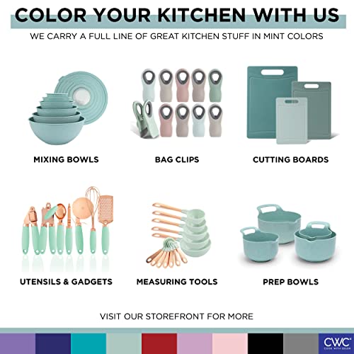 COOK WITH COLOR Cutting Board Set- 3 Pc. Kitchen Cutting Board Set - Large, Medium and Small Cutting Boards with Non Slip Bottom for Meat, Veggies, Fruits, Easy Grip Handle (Mint)