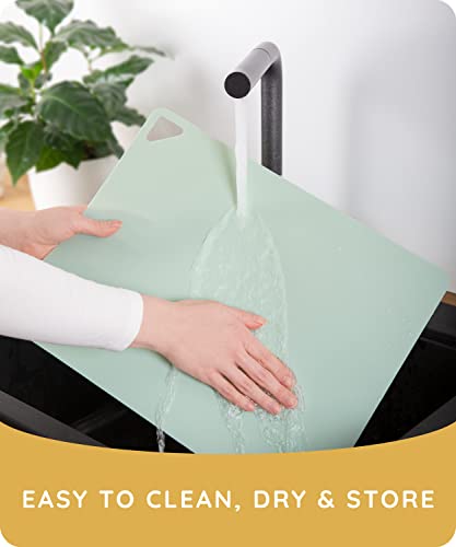 Extra Thick Flexible Cutting Boards for Kitchen, Cutting Mats for Cooking, Colored Cutting Mat Set, Non-Slip Cutting Sheets, Flexible Plastic Cutting Board Set of 3, Serving Utensils 15"x12"