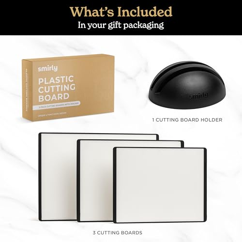 SMIRLY Plastic Cutting Board Set, Dishwasher Safe Cutting Boards for Kitchen, Cutting Board Dishwasher Safe - Plastic Chopping Board Set