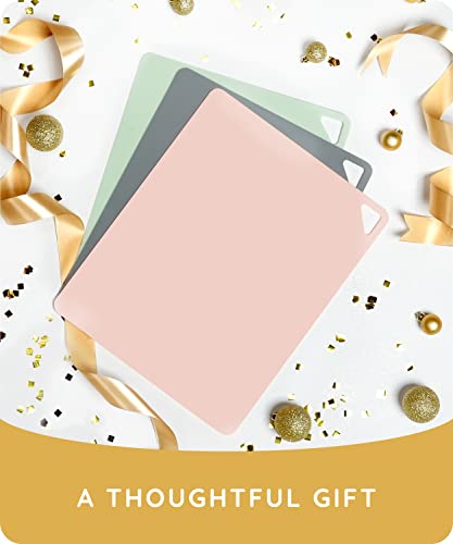 Extra Thick Flexible Cutting Boards for Kitchen, Cutting Mats for Cooking, Colored Cutting Mat Set, Non-Slip Cutting Sheets, Flexible Plastic Cutting Board Set of 3, Serving Utensils 15"x12"