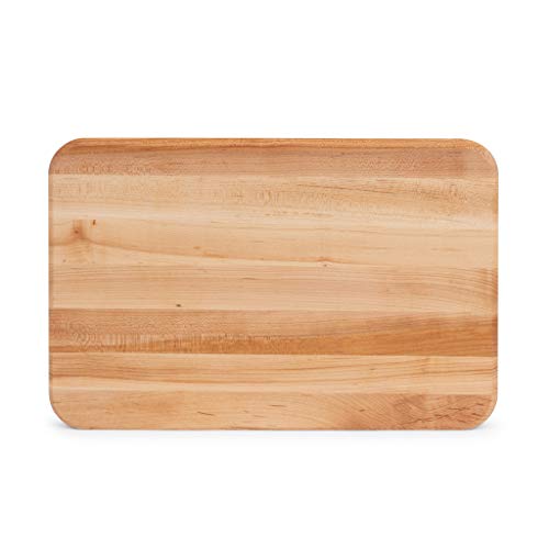 John Boos Medium Maple Wood Reversible Butcher Block Cutting Board, 18 x 12 x 1.25 Inches Thick, Edge Grain, and Integrated Hand Grip, Brown
