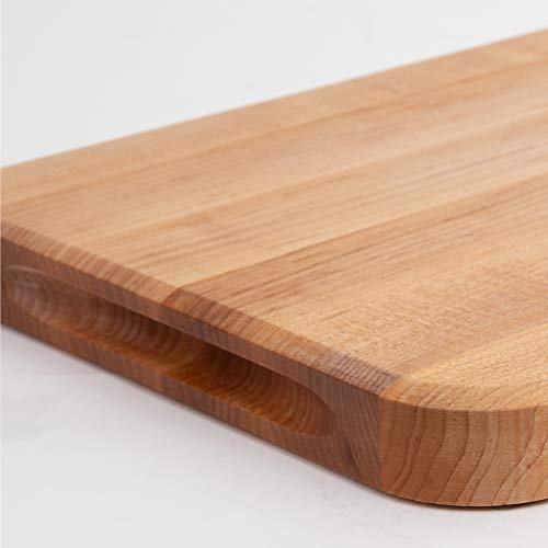 John Boos Medium Maple Wood Reversible Butcher Block Cutting Board, 18 x 12 x 1.25 Inches Thick, Edge Grain, and Integrated Hand Grip, Brown