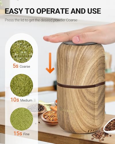 COOL KNIGHT Herb Grinder Electric Spice Grinder [Large Capacity/High Rotating Speed/Electric]-Electric Grinder for Spices and Herbs (Wood grain 2)