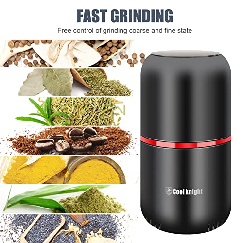COOL KNIGHT Herb Grinder [large capacity/fast/Electric ]-Spice Herb Coffee Grinder with Pollen Catcher/- 7.5" (Black)