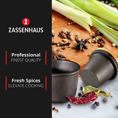 Zassenhaus Cast Iron Spice Grinder Set with Beech Wood Lid, Spice Mill, Herb and Seed Grinder, 3 Inches (Black)