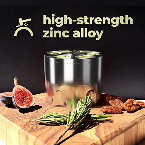 Mini Spice Grinder, Manual, 3-Piece, 2 Inch Grinder for Spices, Flowers, Saffron, Sesame and Flaxseed, Silver Design, for Kitchen