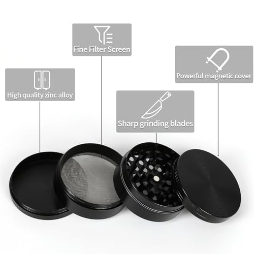 Sumye Hand Spice Grinder 2.5 Inch Zinc Alloy Black