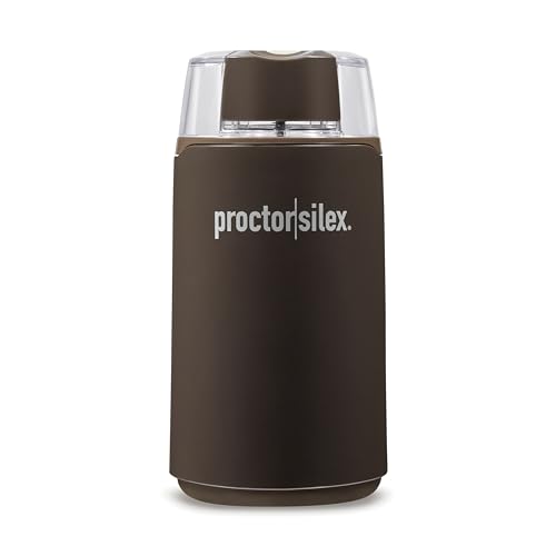 Proctor Silex Electric Coffee Grinder for Beans, Spices and More, Stainless Steel Blades, 12 Cups, Brown
