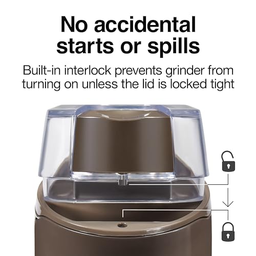 Proctor Silex Electric Coffee Grinder for Beans, Spices and More, Stainless Steel Blades, 12 Cups, Brown