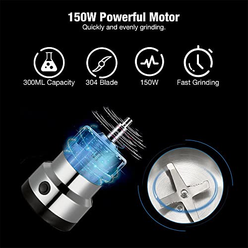 Mini Coffee Grinder, Electric Spice Grinder, Stainless Steel Sharp Blade Spice Grinder Fast Grinding for Beans Spices Herbs Nuts Seeds