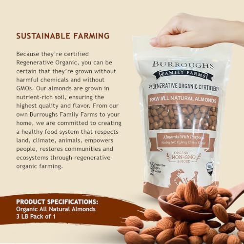 Organic 3lb Raw Almonds - Gluten-Free, Non-GMO, Paleo
