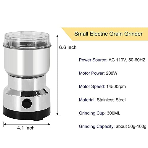 Mini Coffee Grinder, Electric Spice Grinder, Stainless Steel Sharp Blade Spice Grinder Fast Grinding for Beans Spices Herbs Nuts Seeds