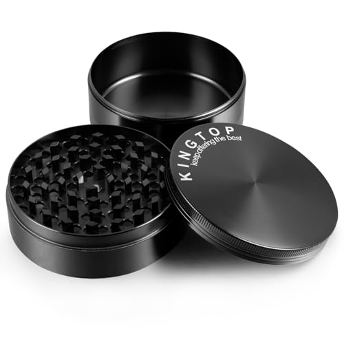 KINGTOP 3 Inch Large Spice Grinder, Zinc Alloy Mills (Black)