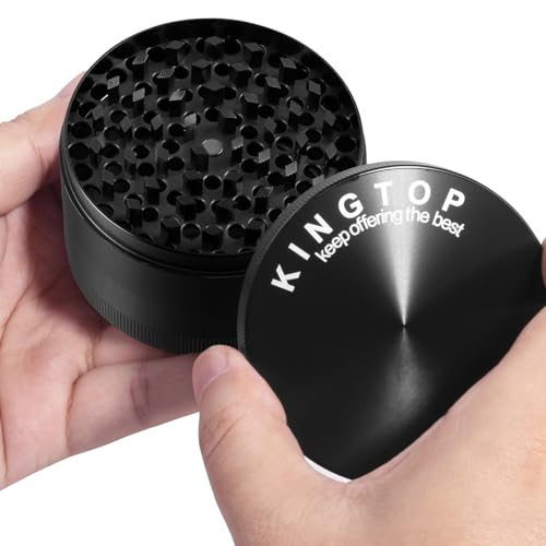 KINGTOP 3 Inch Large Spice Grinder, Zinc Alloy Mills (Black)