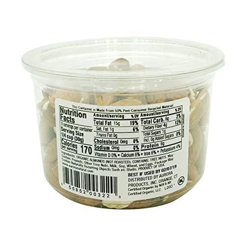 Organic Raw Almonds by Aurora Products, 9.5 oz