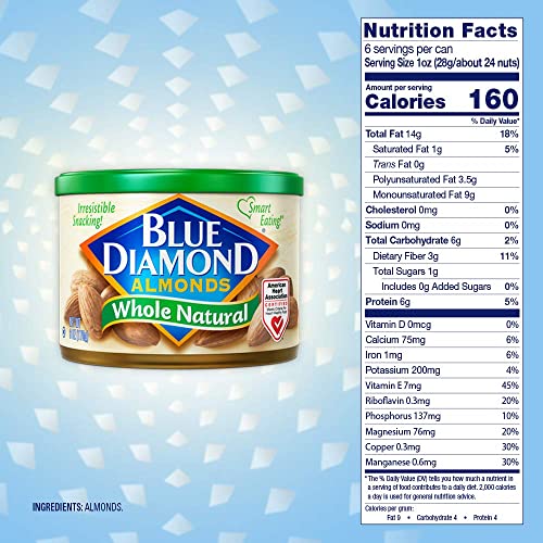 Blue Diamond Almonds, Whole Raw Natural, 6 oz