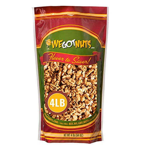 California Raw Walnuts- 4lb Bag, No Shell, Unsalted