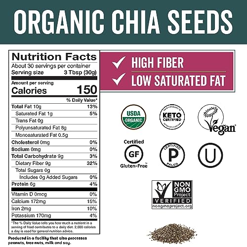 Organic Black Chia Seeds - Plant-Based Omega-3, Vegan