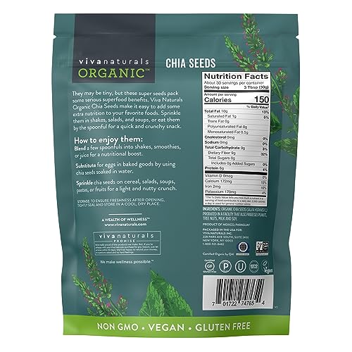 Organic Black Chia Seeds - Plant-Based Omega-3, Vegan