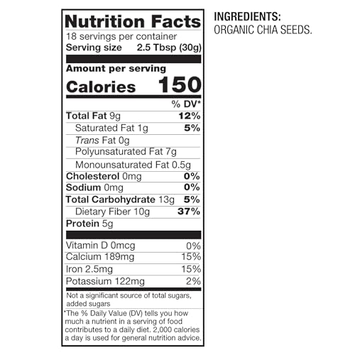 Organic Chia Seeds with Omega-3, Non-GMO, Gluten-Free