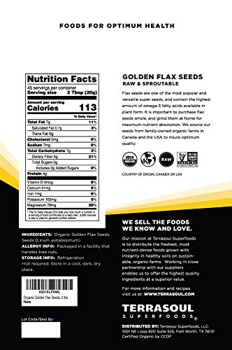 Organic Golden Flax Seeds - Fiber, Protein, Omega Fats
