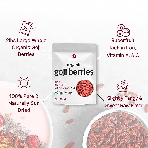 Organic Goji Berries: Large Size, Whole Berry Source