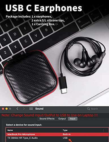 TITACUTE USB-C Earbuds with Mic & Volume Control