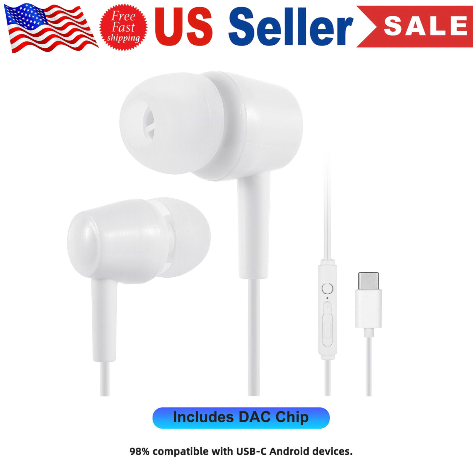 USB-C Earbuds with Mic for Samsung Phones