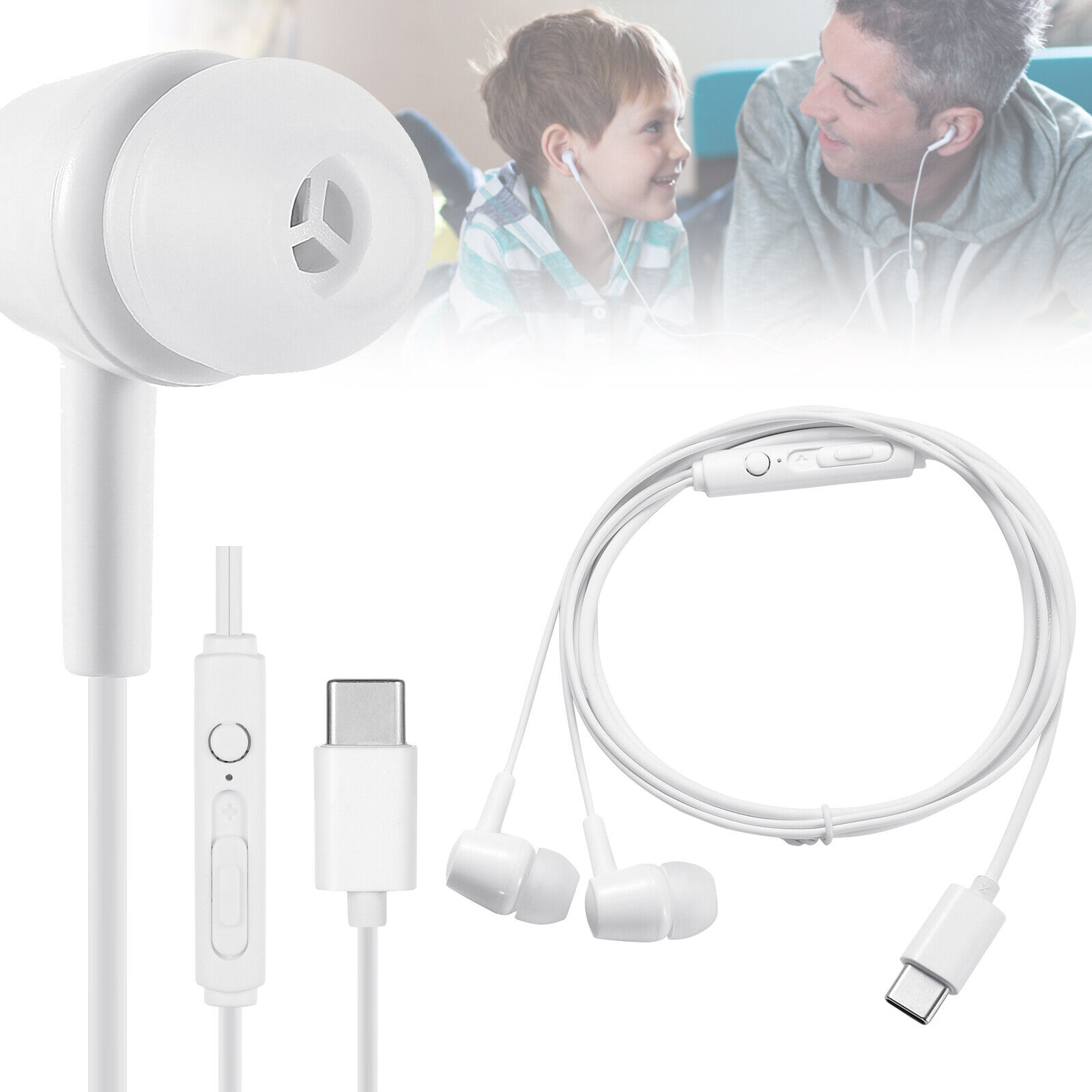 USB-C Earbuds with Mic for Samsung Phones
