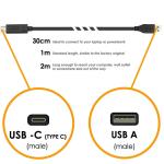 Short USB-C Sync Charger Cable - 1ft Black