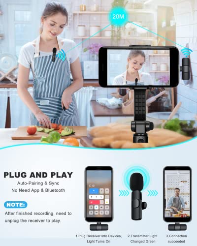 Wireless USB C Lavalier Microphone with Dual Clips