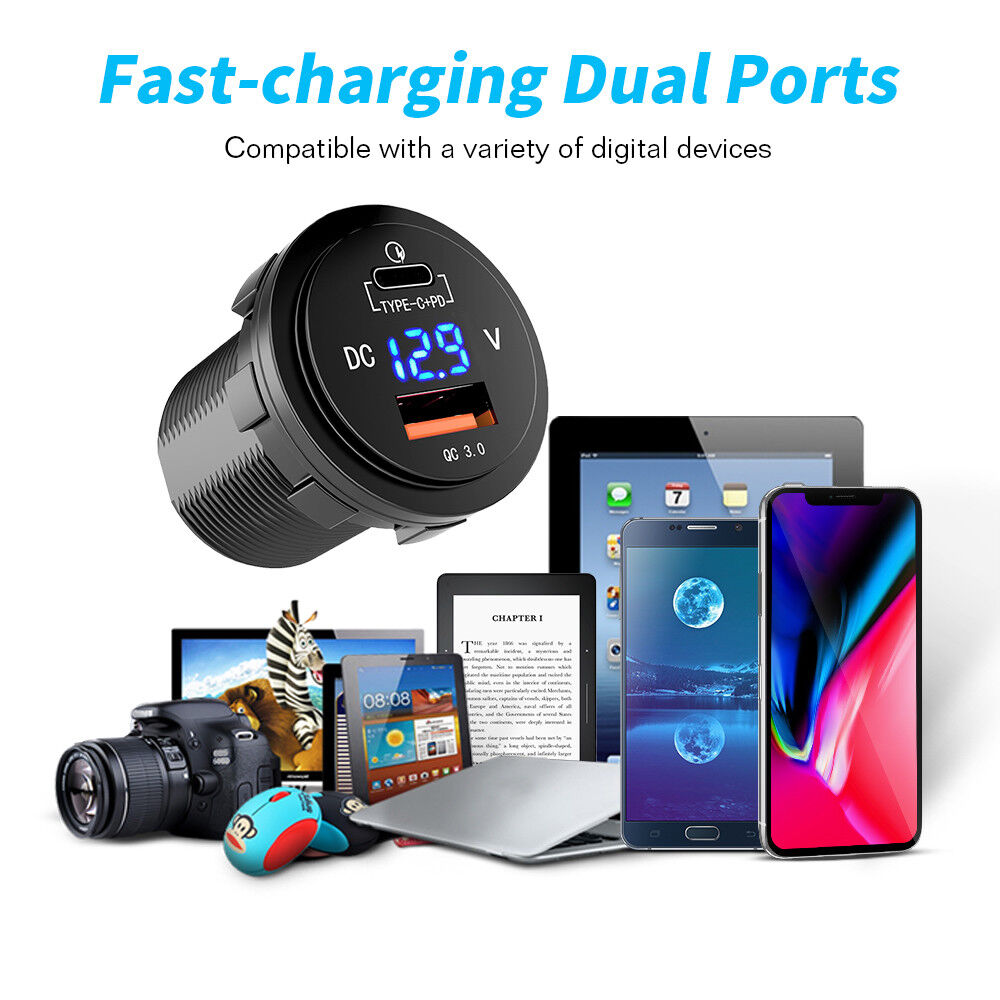 USB-C Quick Charge Car Charger Socket