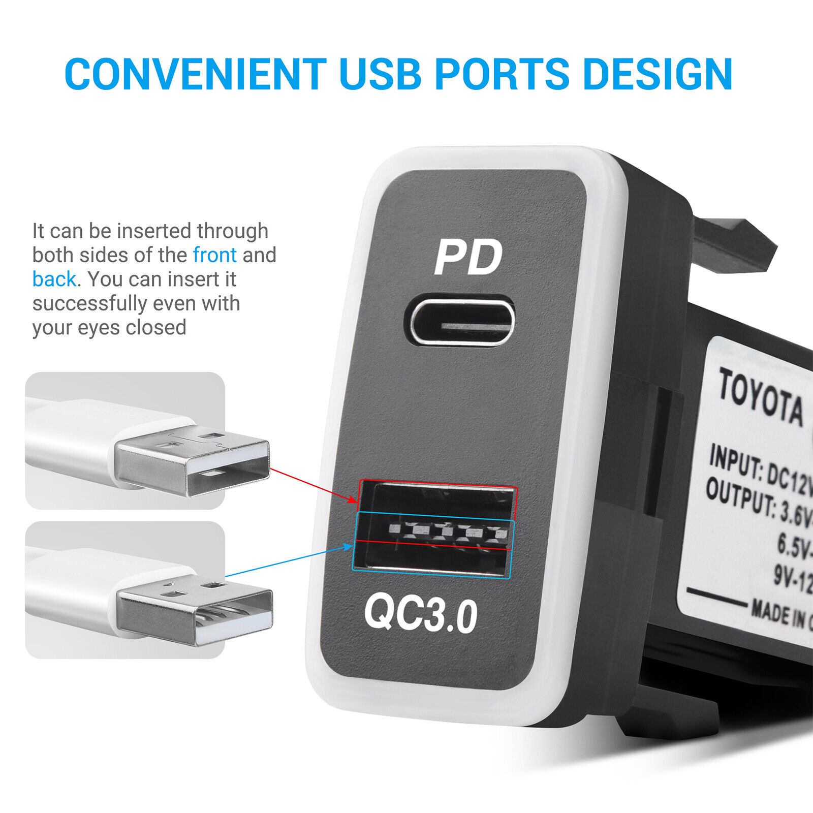 Dual USB-C Car Charger for Toyota