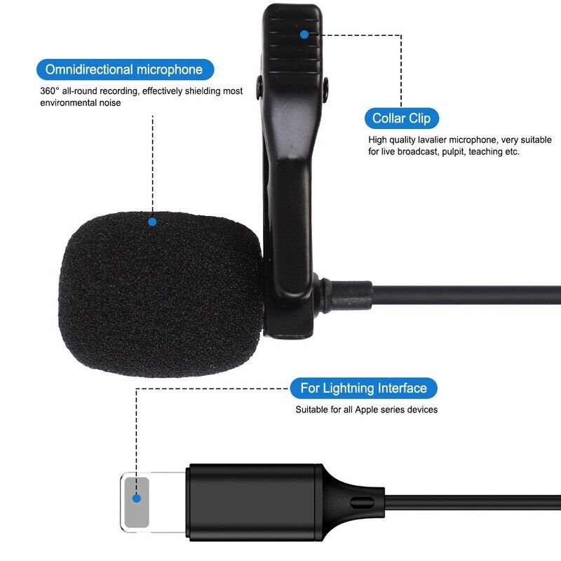 USB-C Lavalier Lapel Mic for iPhone/Samsung