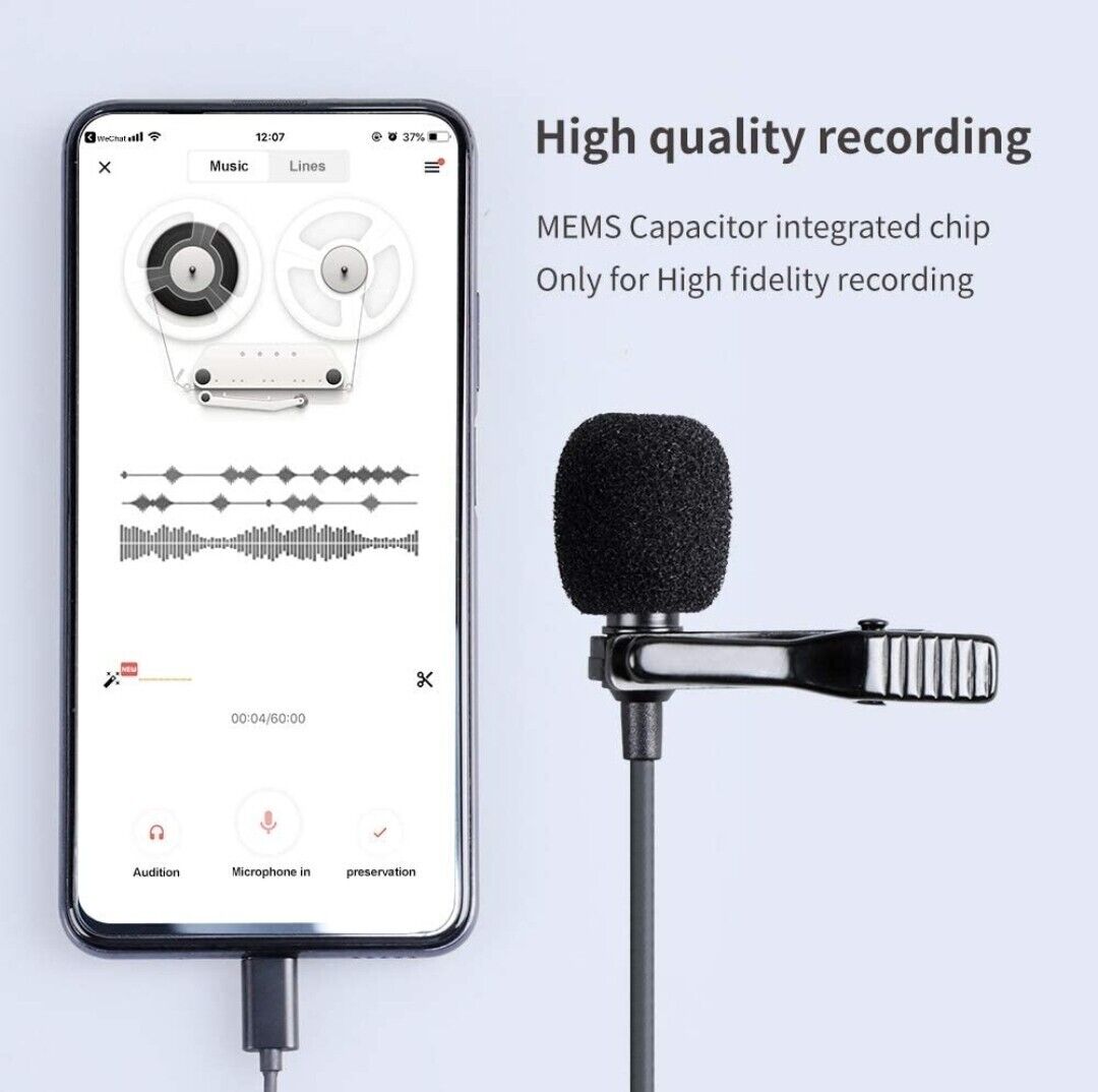 Meifox Professional Omnidirectional Lavalier Mics Recording USB-C