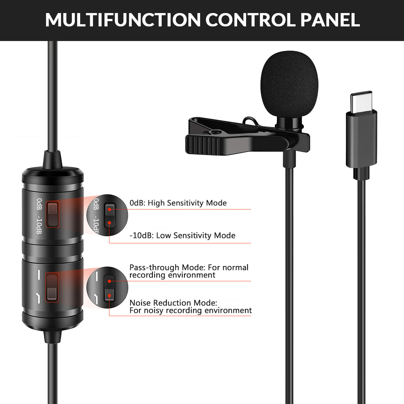 Yotto USB-C Lavalier Microphone for Android