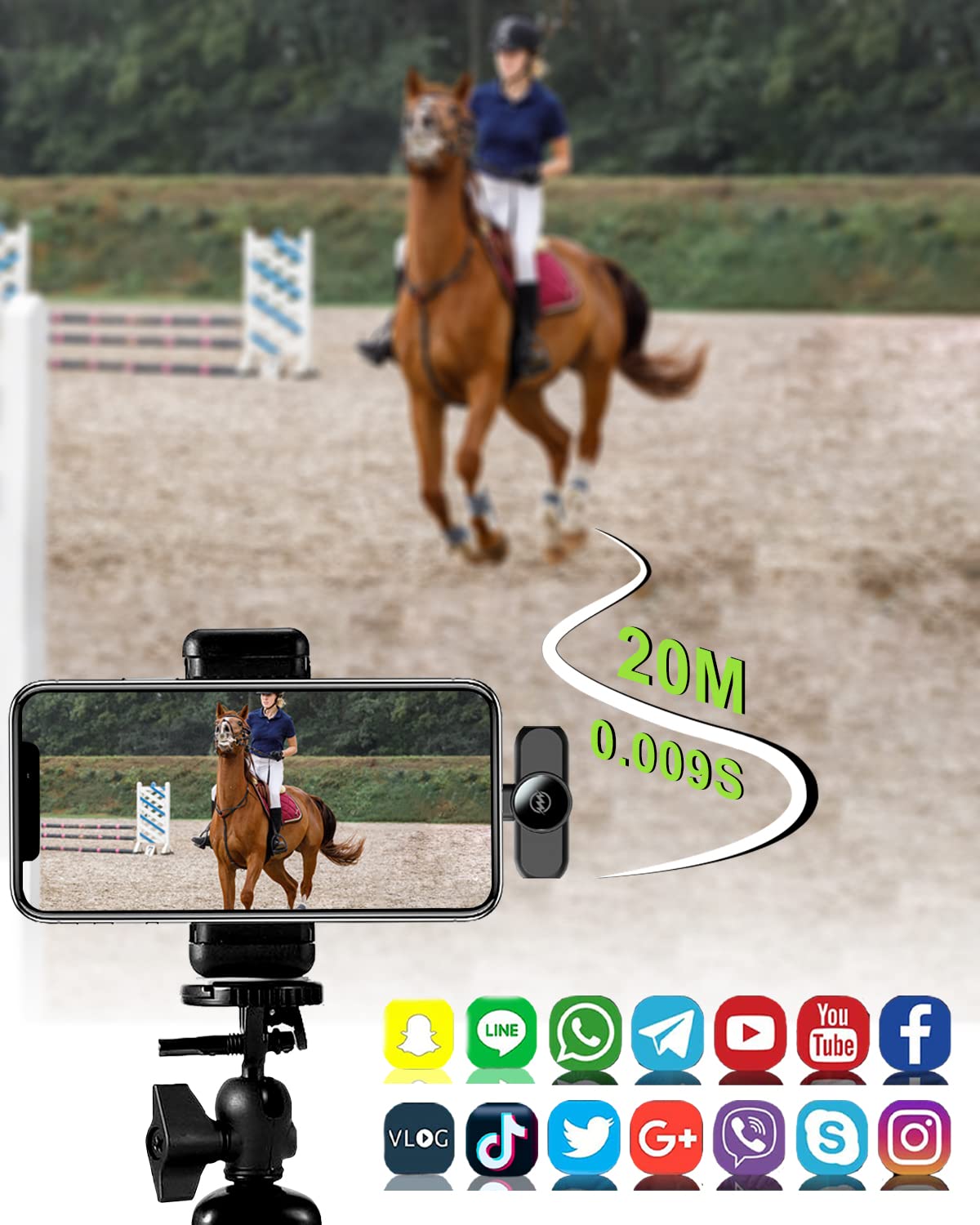 Wireless USB-C Lavalier Mic with Adapter & Lightning Port