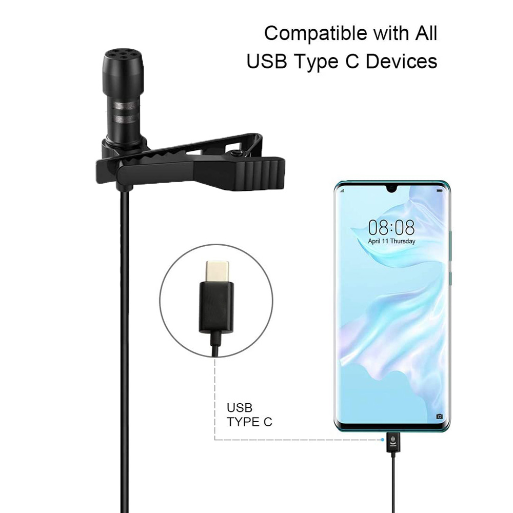 Portable USB-C Lavalier Microphone by axGear