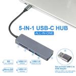 5-in-1 USB-C Aluminum Hub with Card Reader