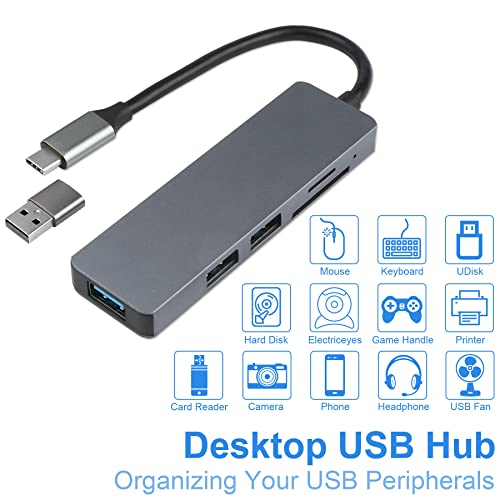 5-in-1 USB-C Aluminum Hub with Card Reader